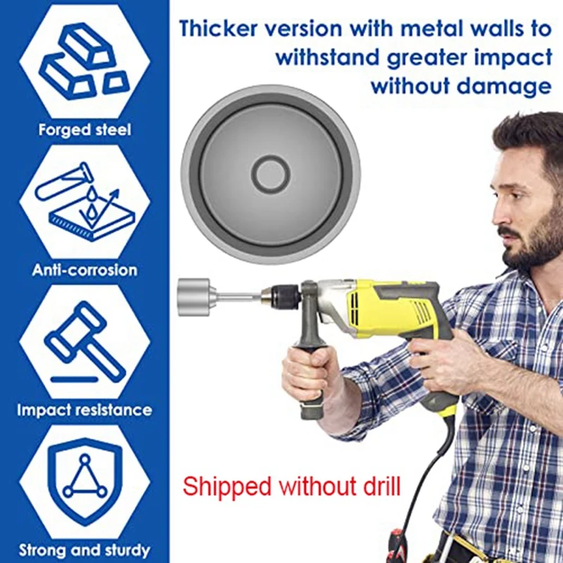 ABRW SDS-Max Ground Rod Driver 65mm, Heavy Duty Steel Post Driver for Rotary Hammer Drill, 2.56 Inch Inner Diameter