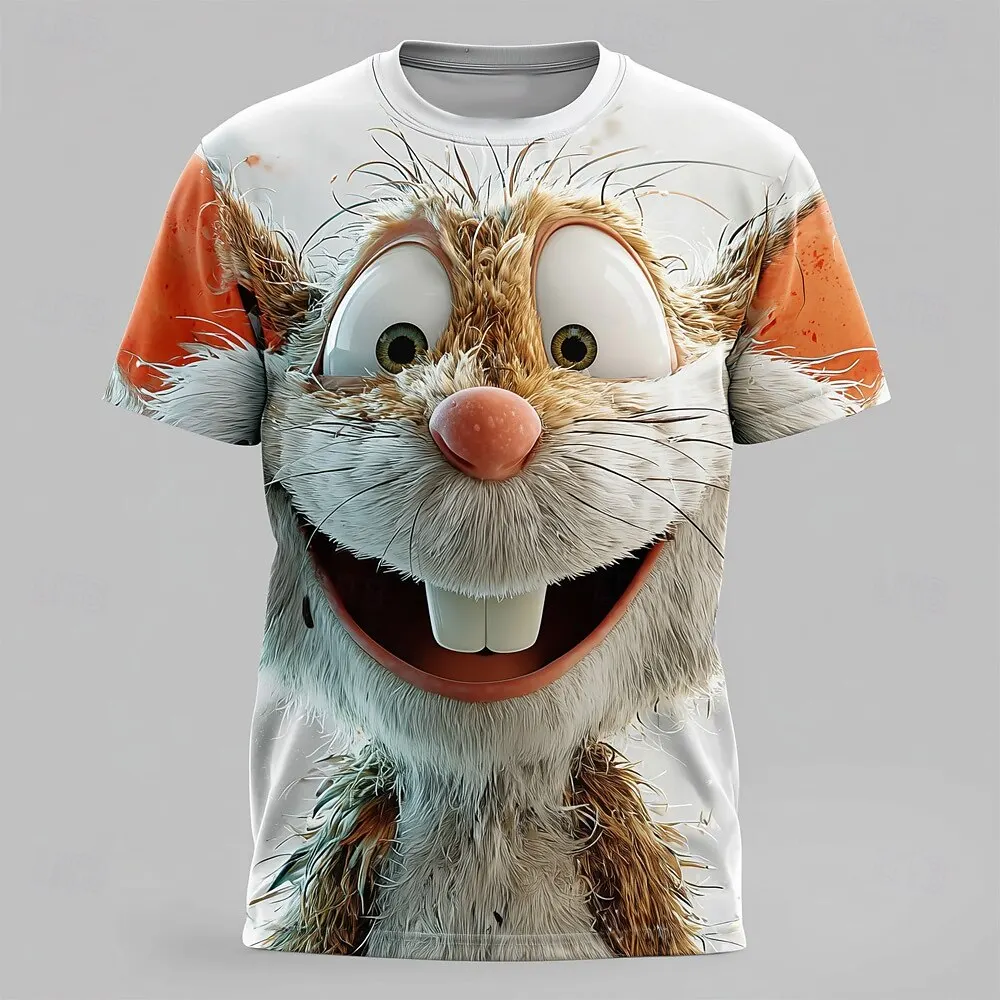 

Cute Animal Graphic Men's Women's T-Shirt Summer Outdoor Daily Casual Round Neck Short Sleeve Tees Fashion Breathable Unisex Top