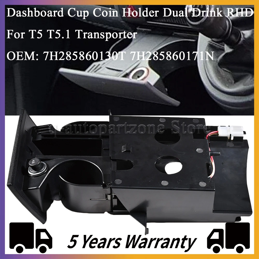 RHD Right Drive Ashtray Cup Holder Stand For VW T5 T5.1 Transporter Ashtray Cup Coin Holder Dual Drink 7H285860130T 7H285860171N