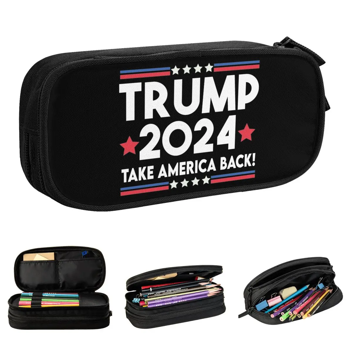 Trump 2024 Make Take America Back Pencil Cases Classic Pen Bag Student Big Capacity School Supplies Gifts Pencilcases