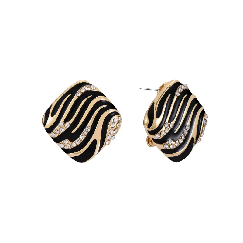 Black Leopard Print Fashion Geometric Earrings New American Style Boho Style Scalloped Leopard Print Earrings Fashion Ear Studs