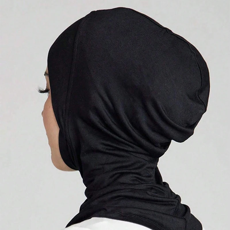 1 أو 2 قطعة من الملابس الداخلية النسائية المشروط، غطاء الذقن للرأس والرقبة، وشاح محبوك إسلامي قابل للتمدد، قبعة، وشاح داخلي فوري #3