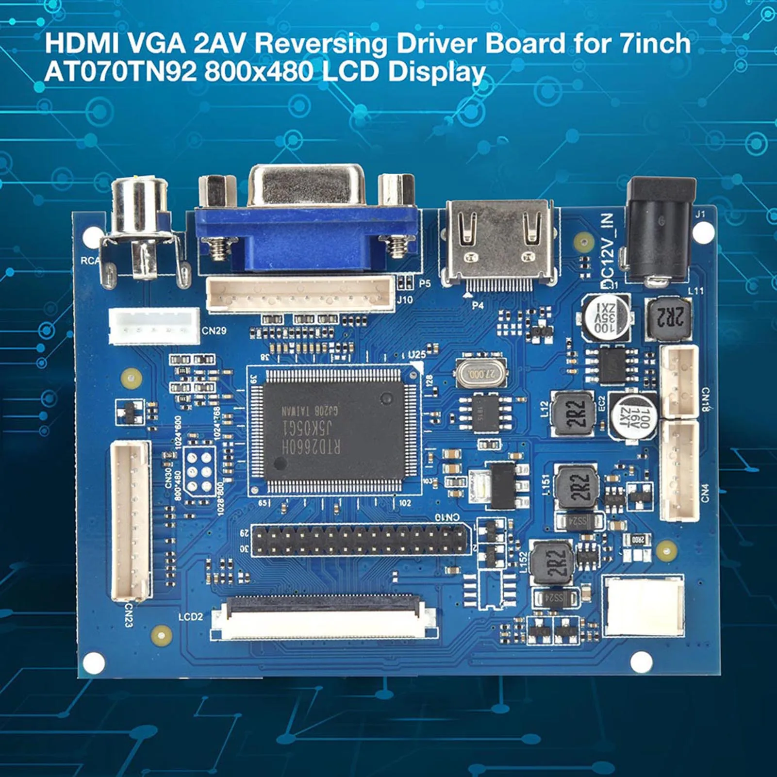 

HDMI VGA 2AV Reversing Driver Board for 7inch AT070TN92 800x480 LCD Display
