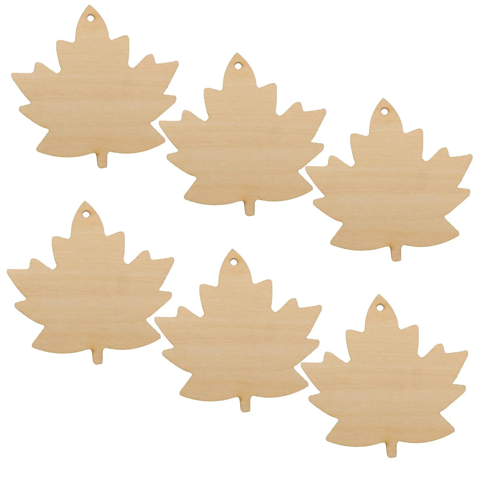 

6pcs DIY Chips Natural Maple Unfinished Fall Wood Slice Ornaments Leaf Tags Kids Craft Smooth Wooden Sewing Accessories