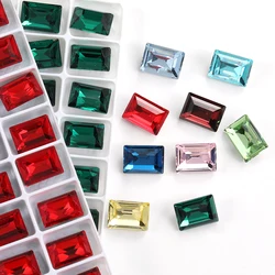 Rectangle Rhinestones for Clothing Accessories Pointback Glitter Glass Glue on Gem DIY Charms Strass Beads Decoration 10x14mm