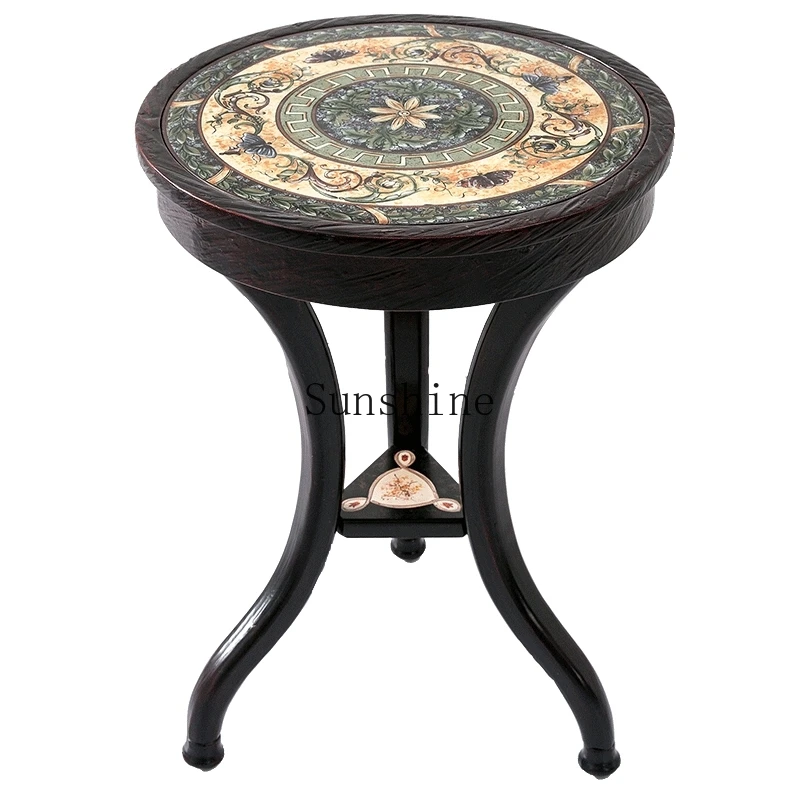 European stained glass American living room sofa mini small coffee table round side table