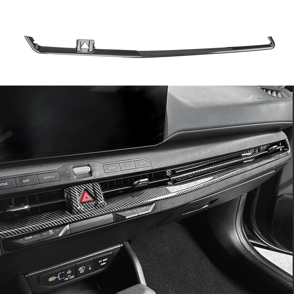 

Carbon Fiber Red Dashboard Middle Air Conditioner Vent Cover Trim Car Interior For KIA K4 2024 2025 Accessories