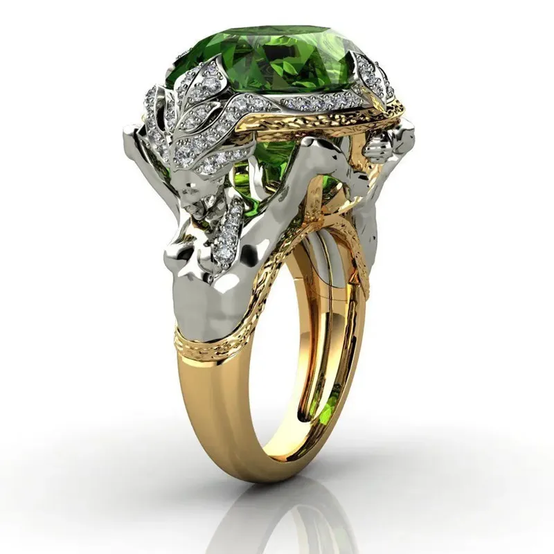 Anillo De piedras preciosas De Esmeralda Natural De oro amarillo De 14K para mujer, Anillos finos De Anel, bisutería para mujer, joyería Bizuteria, anillo De Jade De oro De 14K