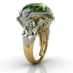 14K Yellow Gold Natural Emerald Gemstone Ring for Women Fine Anillos De Anel Bijoux Femme Jewellery Bizuteria 14K Gold Jade Ring