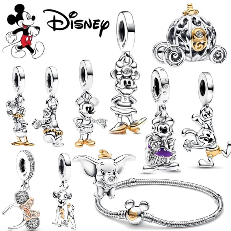 Disney 100th Series FatTonny Minnie Charms Fit Original Pandora Bracelet For Women's Christmas DIY Accessories Jewelry Gifts