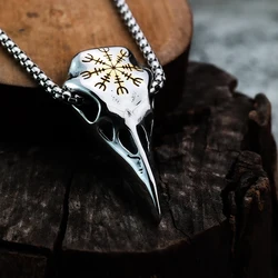 European and American Viking Style Fashion Crow Rune Men's Pendant Personalized Titanium Steel Jewelry Necklace