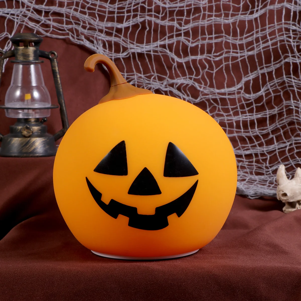 Halloween LED Patting Sense Silicone Pumpkin Lamp Rechargeable Decorative Night Light Bar Shop Cafe LED Lights