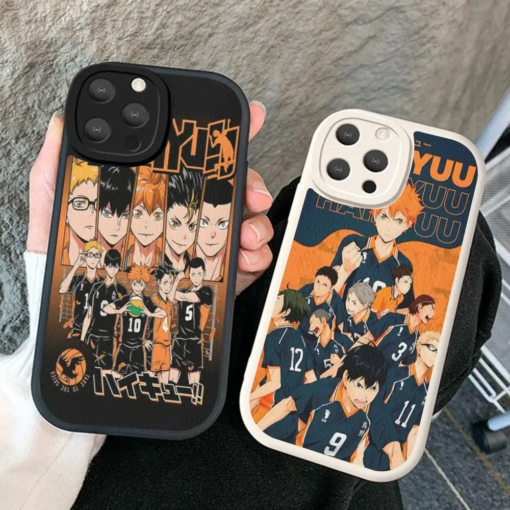 Haikyuu Karasuno Volleyball Anime Phone Case Hard Leather For iPhone 16 15 14 13 12 Mini 11 14 Pro Max Xs X Xr 7 8 Plus Fundas #5