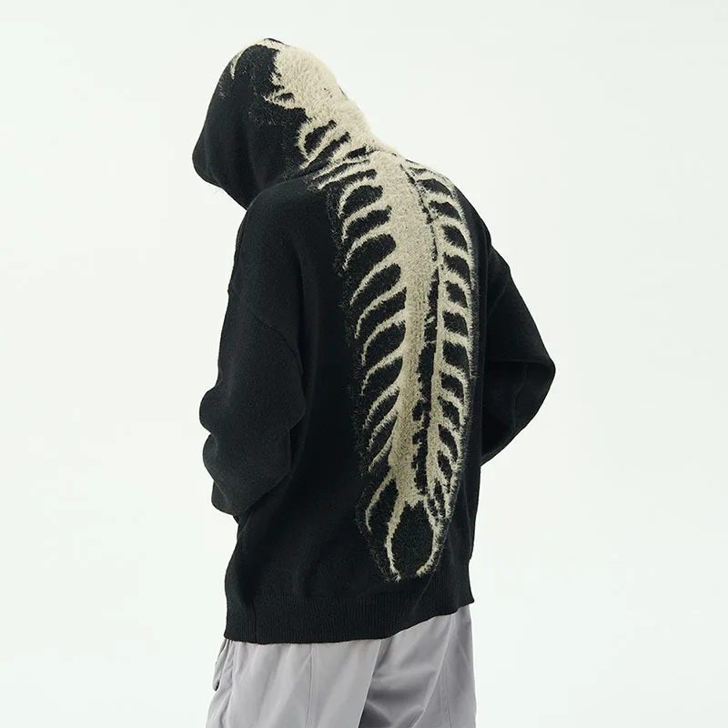 THRUM New Men's American Lazy-Style Sweater Hooded High-Street Casual Loose Knitwear with Unique Design