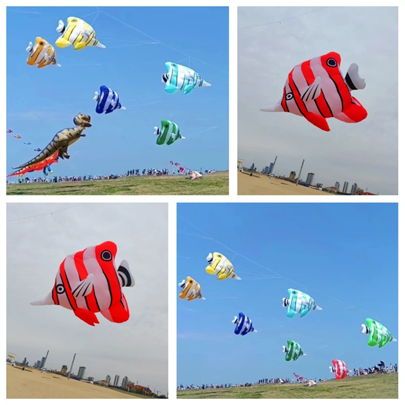 Free shipping fish kite Pendant Nylon kites Soft kites flying Inflatable Show Kite Military tag Octopus swivel wooden spinning