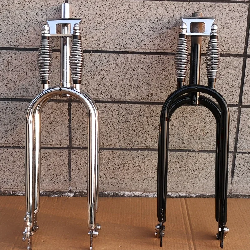 Widelec rowerowy Retro z podwójnym tłumiennikiem sprężynowym, rowery paliwowe, zmodyfikowany widelec rowerowy, widelec rowerowy Vintage, 26 cali * 4,0 Fat Wheel