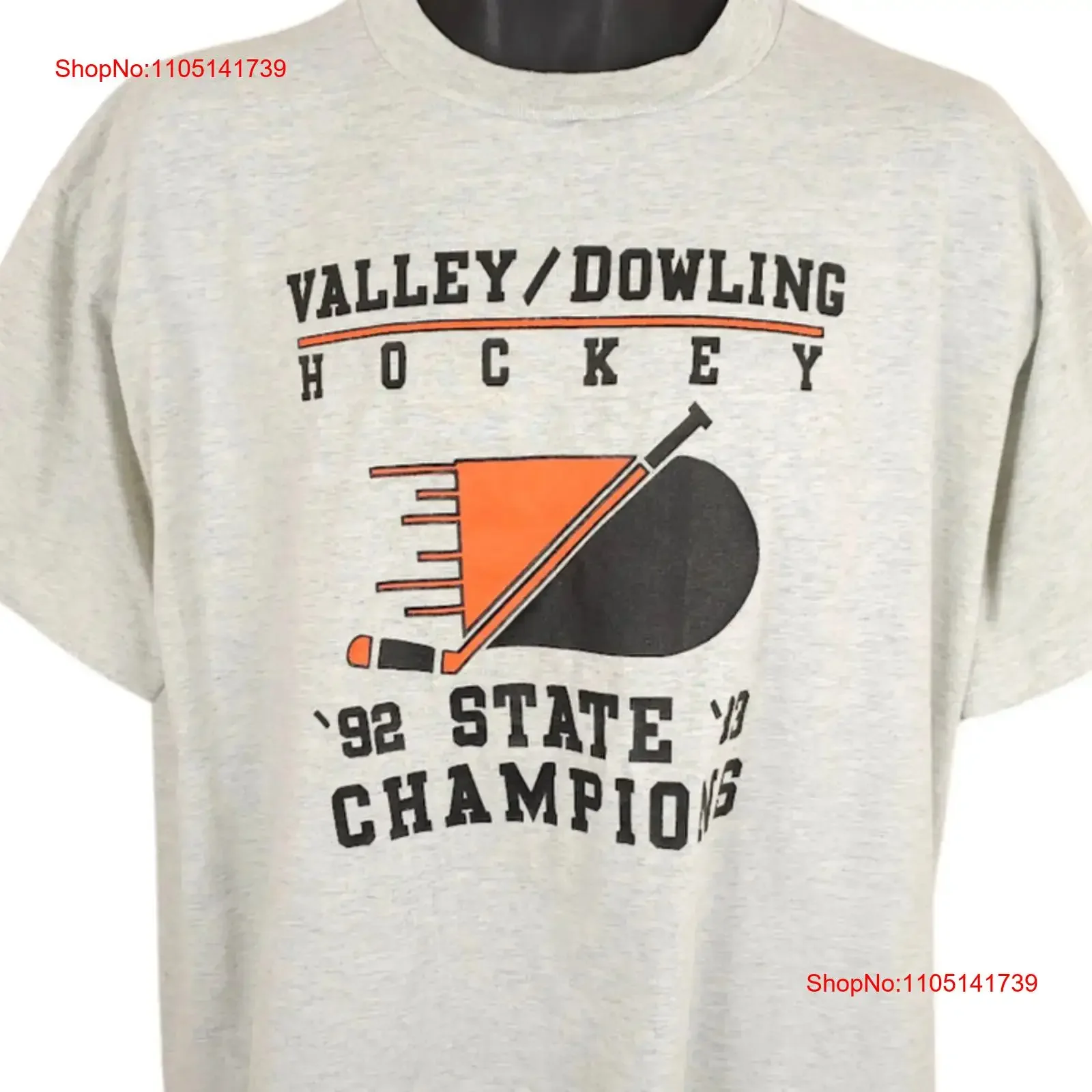 

Vintage Valley Dowling Hockey T Shirt Mens Size XL Gray 90s Tigers Made In USA vintage Washed streetwear Casual homme