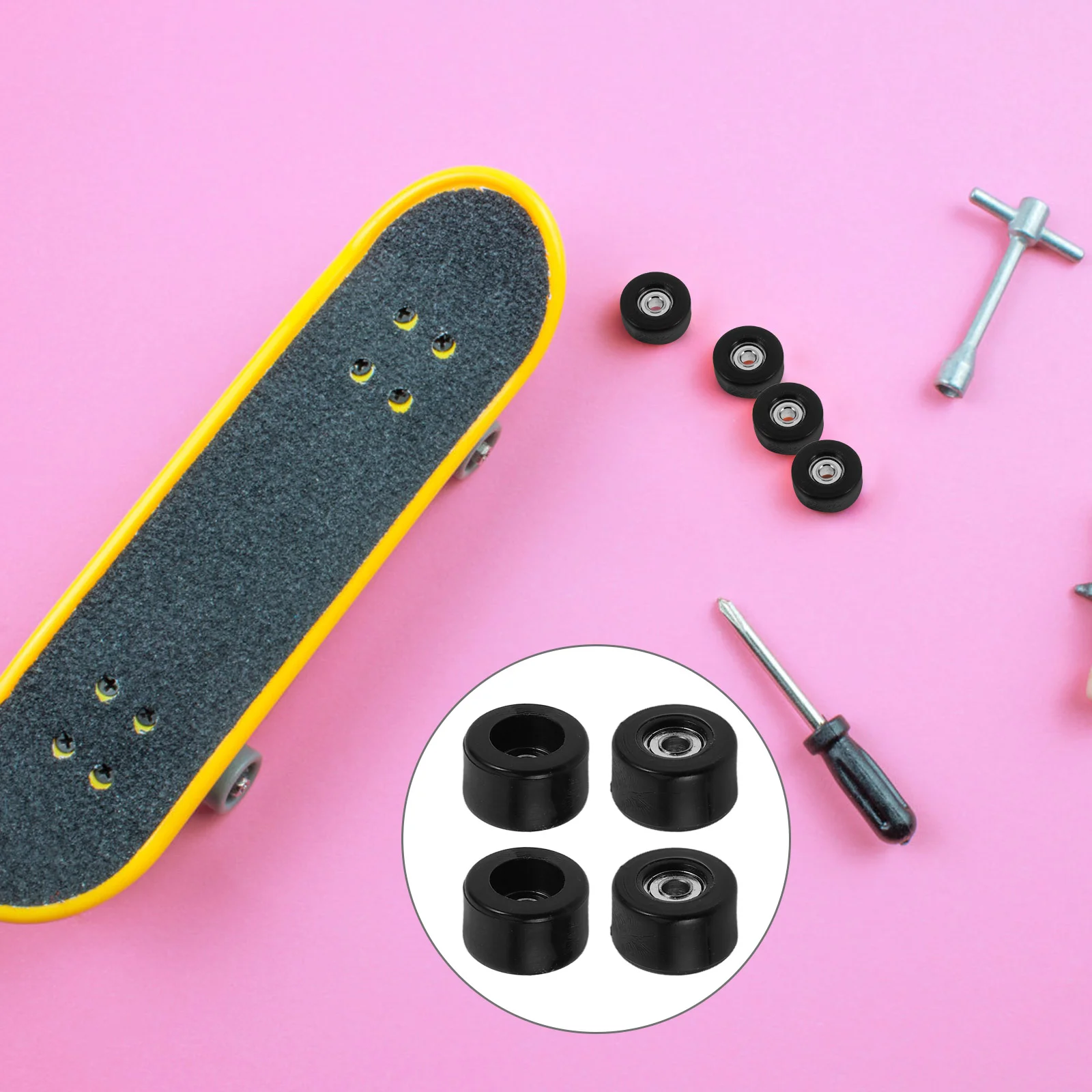 4 pezzi ad alta velocità per skateboard con dita, accessori per ruote, cuscinetti in plastica, skateboard