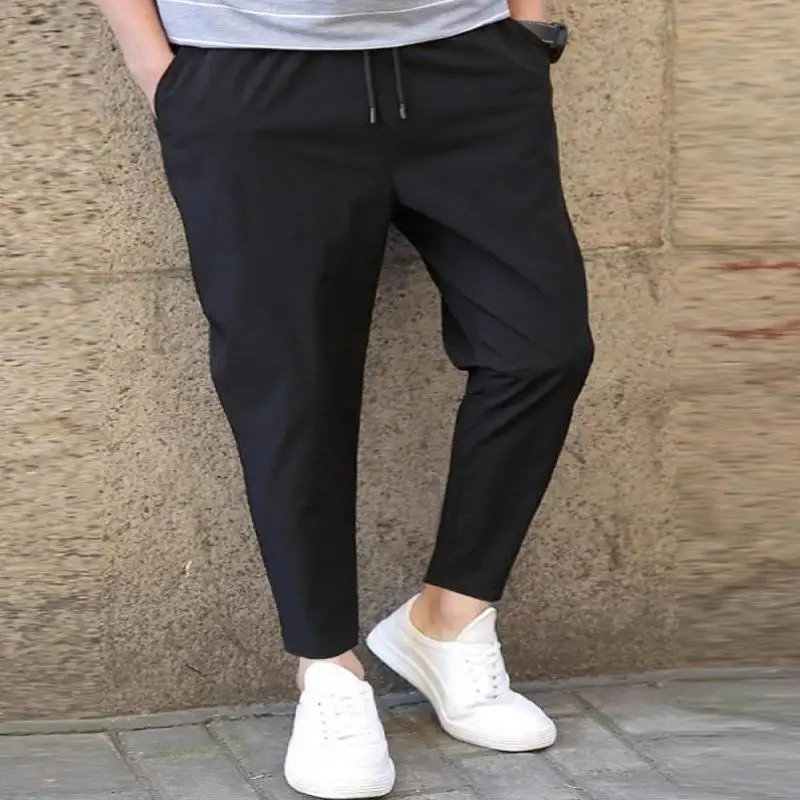 

Men's Casual Straight Leg Pants Pure Color High Waist Trousers Comfortable Loose Fit Durable Material Neutral Sle