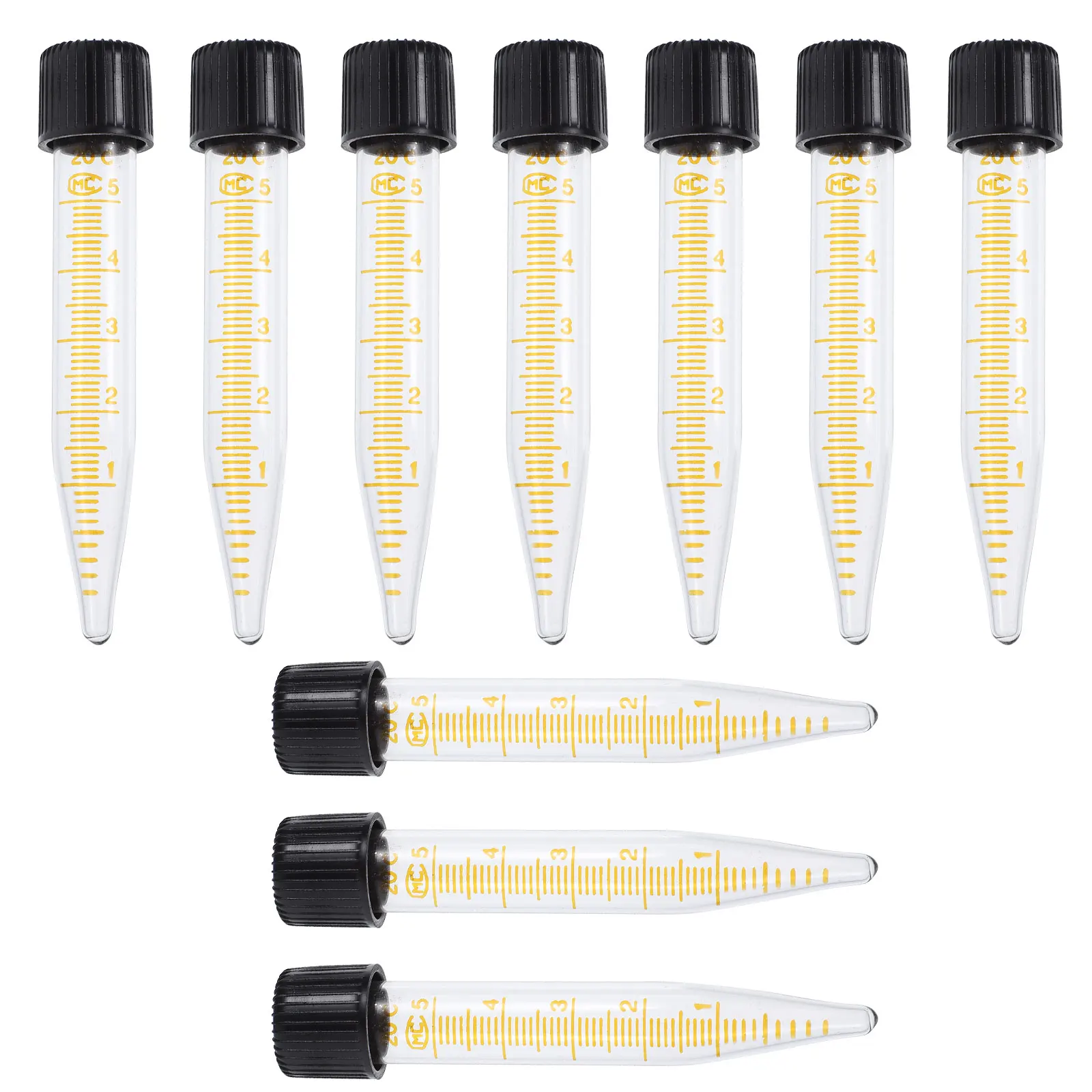 

10Pcs Microcentrifuge Tubes 5ml Glass Vials Clear Conical Bottom Sample Storage Laboratory Test Tubes