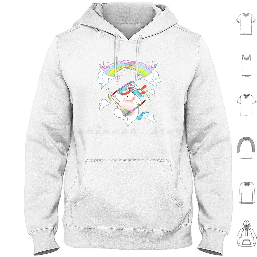 Rainbow Maker Unicorn Hoodie cotton Long Sleeve Unicorn Rainbow Sky Clouds Horse Magical Cute Adorable Fun Funny Fantasy