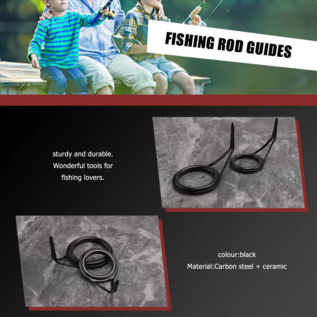 L79A 8 Pcs/Set Fishing Rod Guides Tip Fish 5-18Mm Dia Pole Repair Kit Line Rings Eyes Set Rings Frame