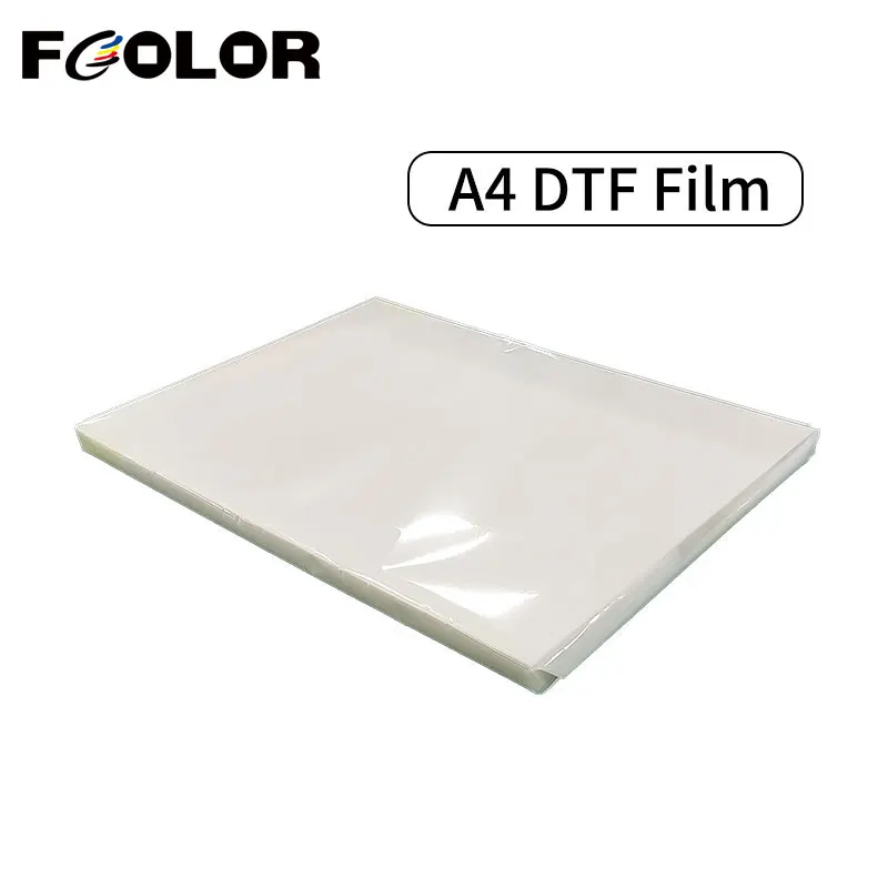 

Fcolor A4 50 pcs DTF Transfer Film Sheet PET Heat Transfer Film Matte Double Side for DYI Design Direct Transfer on T-Shirt