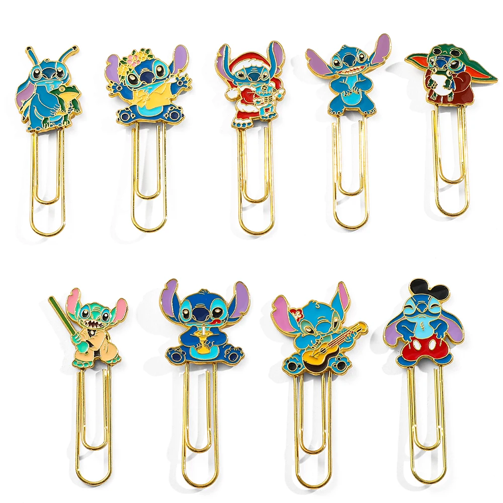 Anime Stitch Paper Clip Ohana Means Family Page Mark Bookmark Paper Fixation Stationery Supplies for Boys Girls Gifts