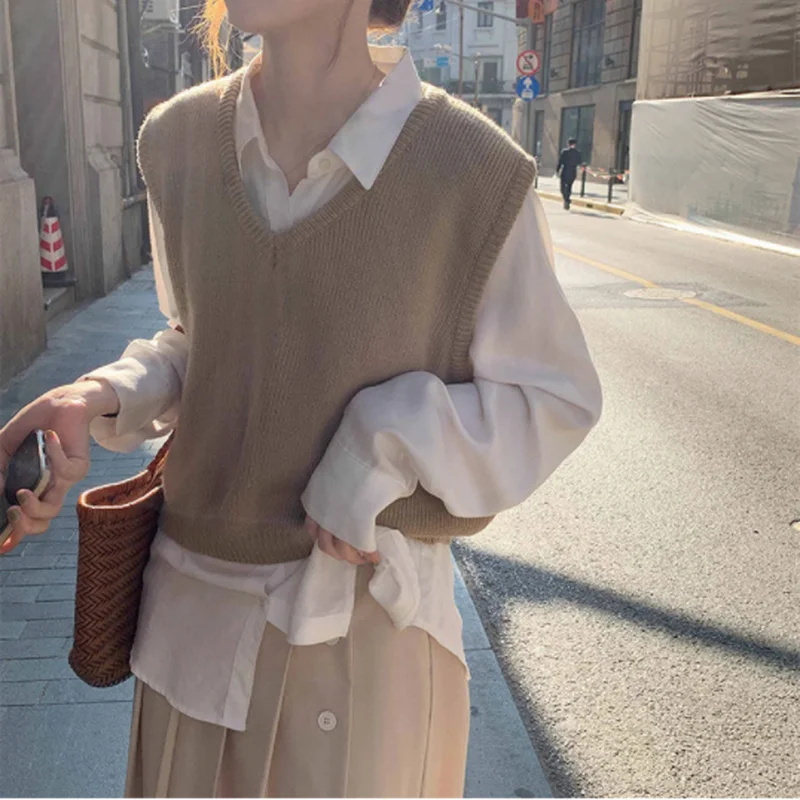 سترة فضفاضة على شكل حرف V للنساء ملابس خارجية للشارع سترة طويلة على شكل حرف a لموسم ربيع الخريف مواد أخرى