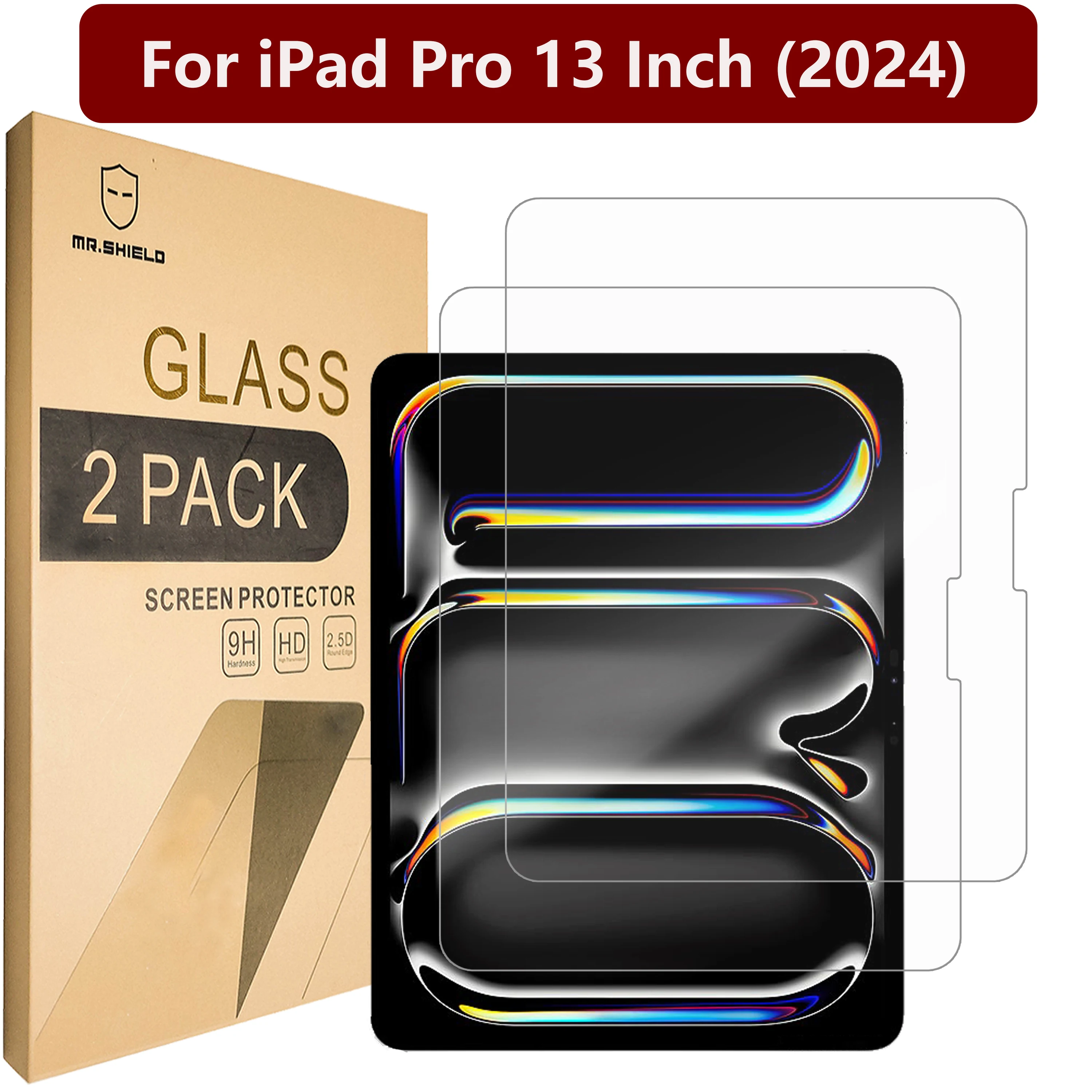 Mr.Shield Screen Protector compatible with iPad Pro 13 Inch (2024) [Tempered Glass] [2-PACK] [Japan Glass with 9H Hardness]