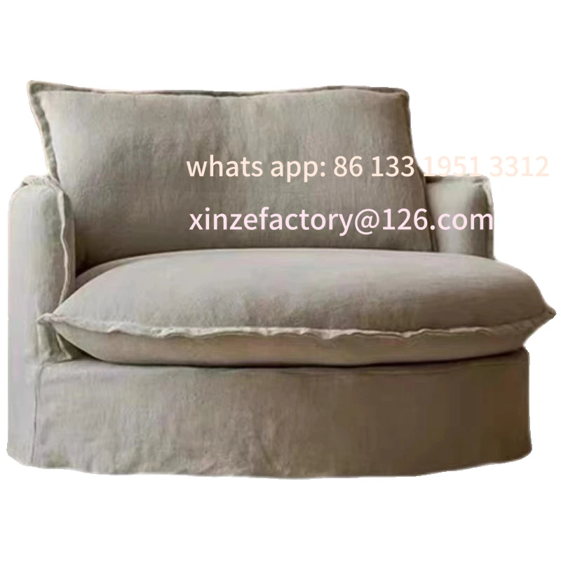 Cama velha e café da manhã retrô personalizável, algodão e linho, totalmente desmontada e lavada, sofá redondo