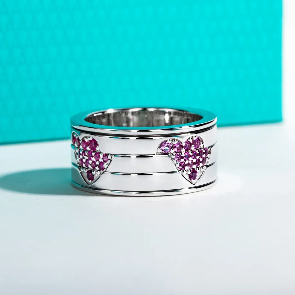 FCGJHW Moissanite Spinner Heart Band Rings S925 Sterling Silver Fidget Spinners Wedding Band Ring Unzip Jewelry Gifts 2026
