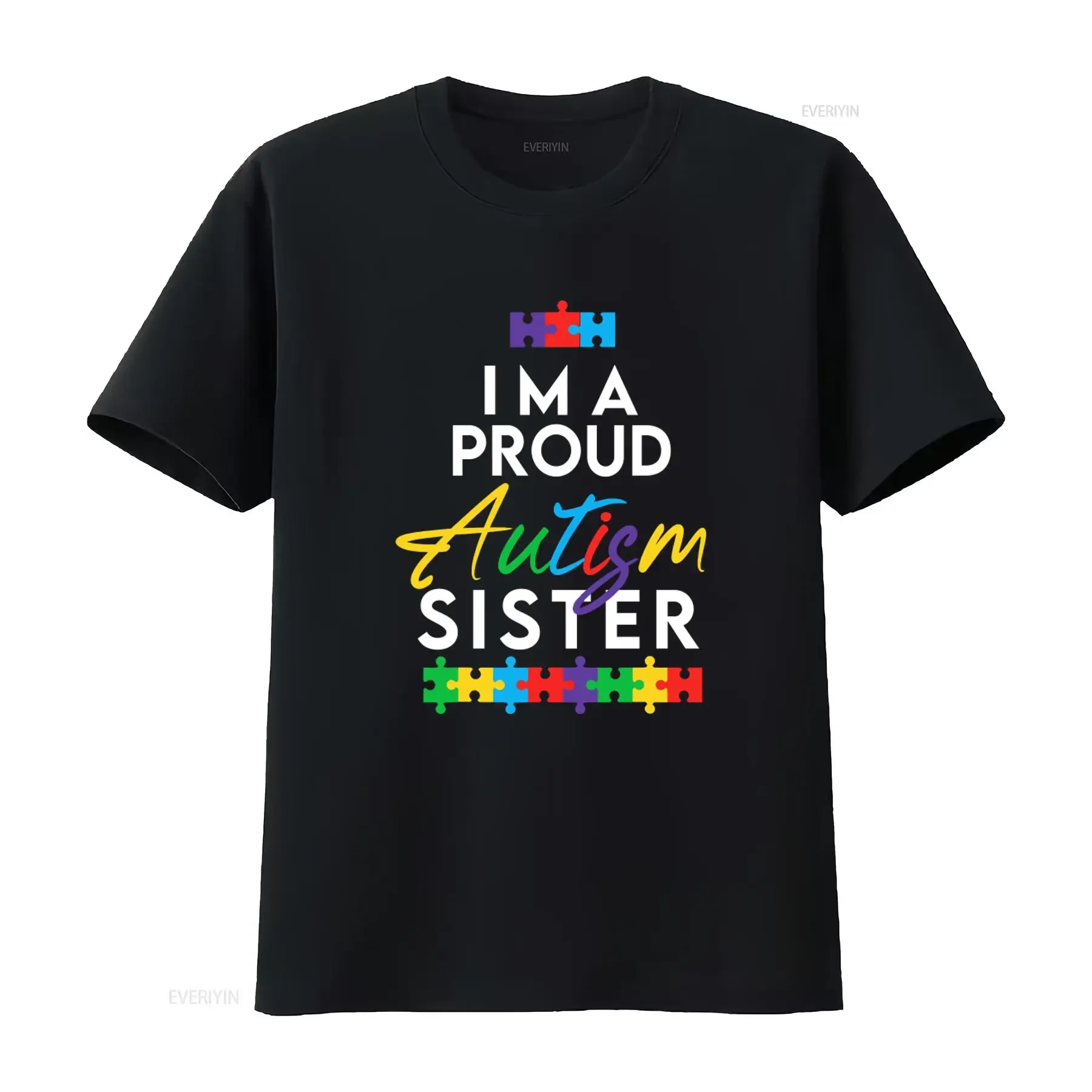 Autism Awareness I'm A Proud Sister Puzzle Design T shirt N742 vintage Washed Versatile designer clothes Breathable streetwear