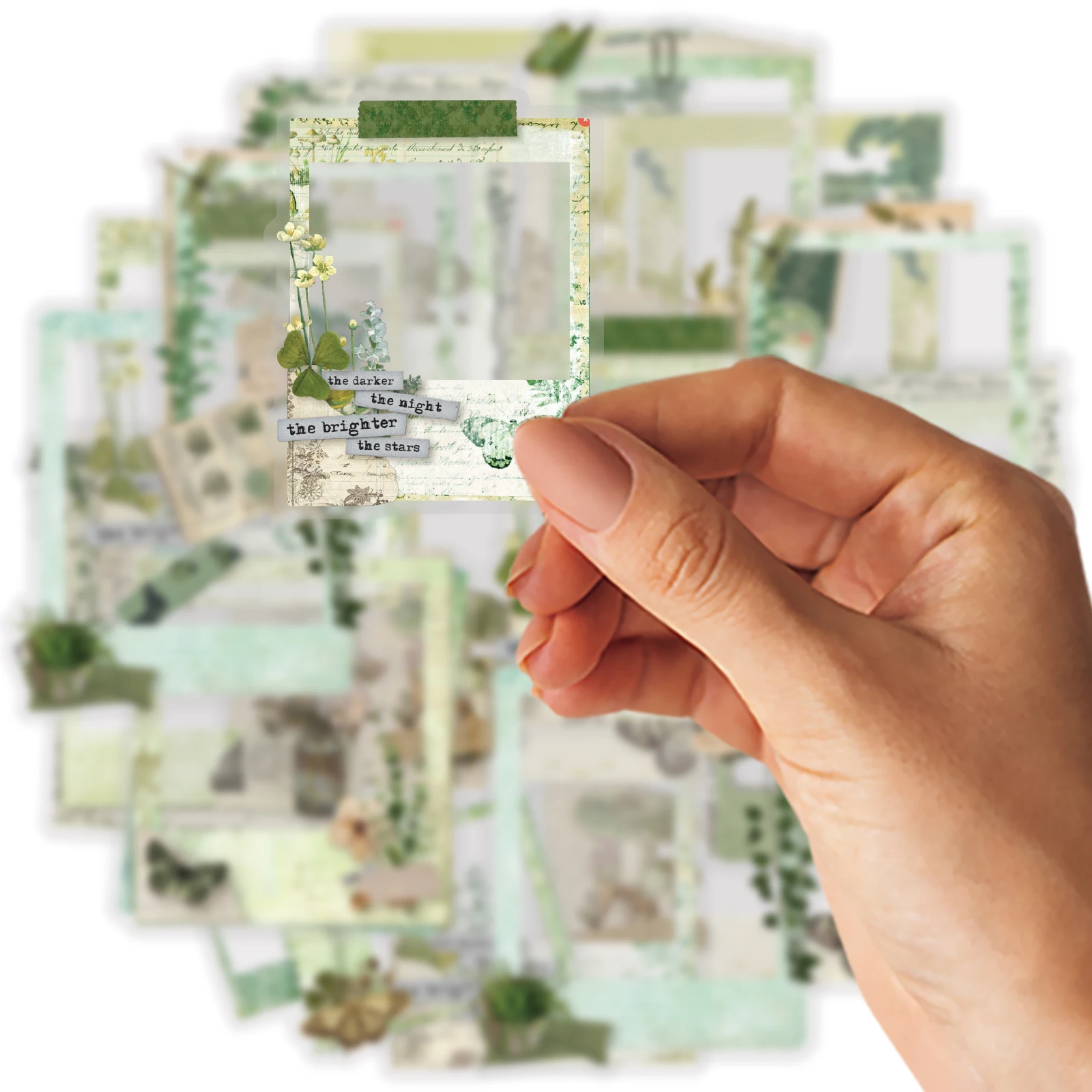 エトリ ライフ プラント ジャーナル 20枚入り 森のスタイル ヴィンテージ ジャーナル ボーダー ステッカー ライムグリーン 植物 蝶々 無地 メモデコレーション ステッカー ノートパソコン、携帯電話、スーツケース、スクラップブッキング用品、スタンプアルバム、学生ギフト用紙袋、ヴィンテージパーティー、おもちゃステッカー、友人へのギフト