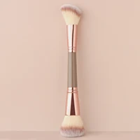 Pinceau de maquillage double embout, pinceau blush rond + pinceau poudre large à poils doux, outil de maquillage pour le visage 2