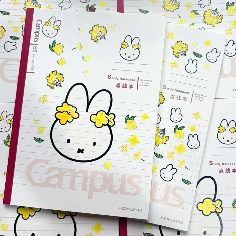 Cartoon Lovely Miffy B5 Notebook Lined Pages Soft Cover Notepad Student Daily Writing Exercise Book for School Office 40 Pages