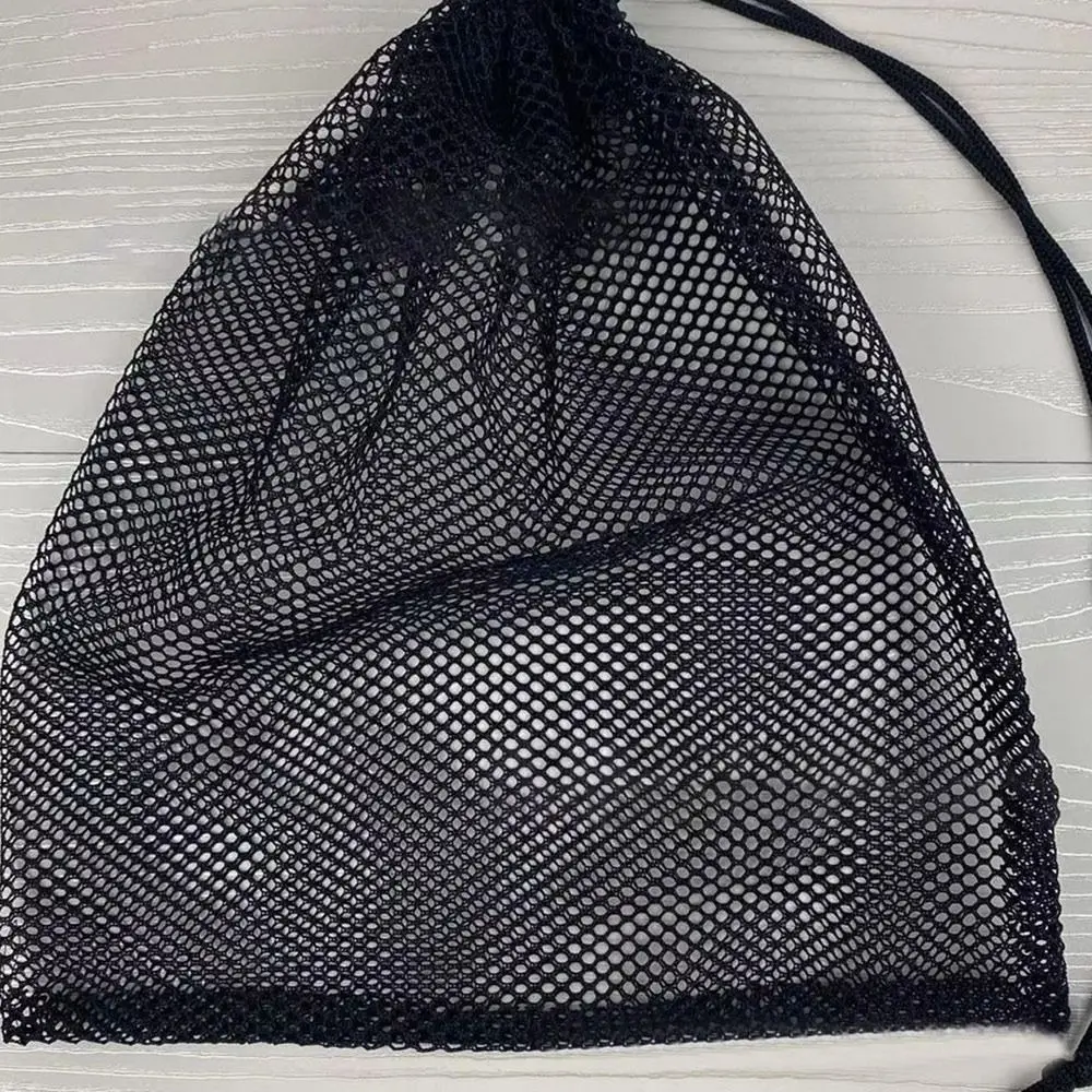 Durable Multi Purpose Drawstring Storage Pouch Bag Black Breathable Laundry Bag Nylon Mesh Pouch