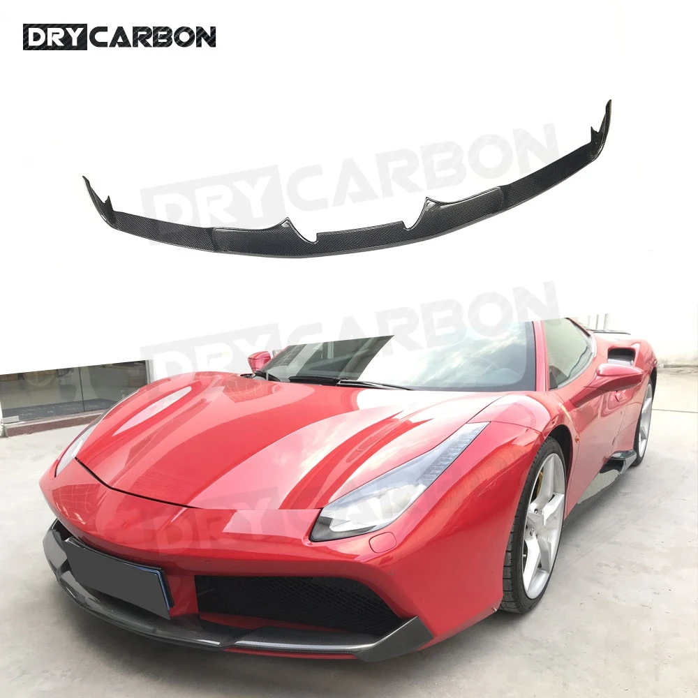 Alerón Delantero de Fibra de Carbono Seca para Automóvil, Cubierta de Parachoques para Ferrari 488 2015-2018, Accesorios de Estilo para Carrocería, FRP