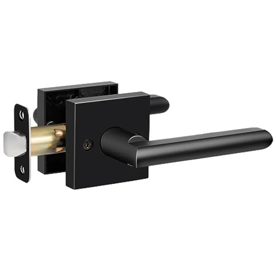 

Black Door Handle Interior Door Lever for Hall and Closet Heavy Duty Reversible Door Handles Knob with Square Plate Left or Rig