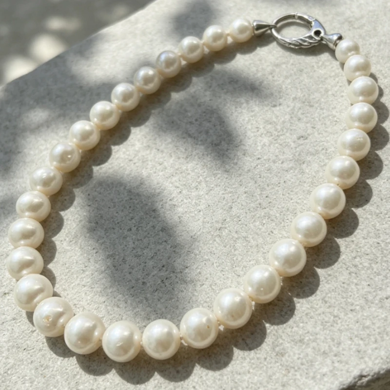 Elegant White Pearl Necklace, 17
