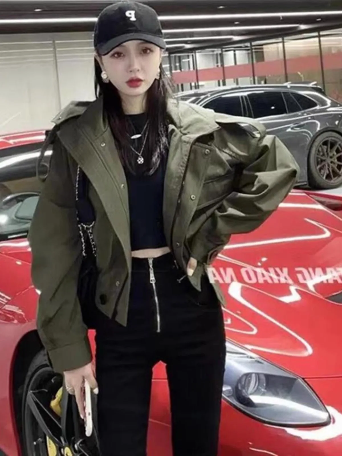 

Korean Sle Military een Sports Jaet Women's Spring Autumn New Retro Faion ular Workwear Windbreaker Coat