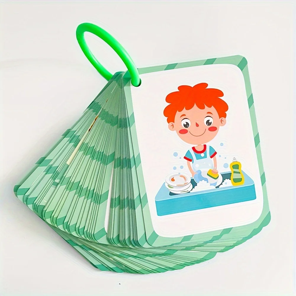 50 Flash Cards Action Verbs Flash Cards Double-Sided Vocabulary Builder with 50 Action Words Thick Durable Cards