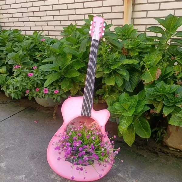 Retro Creative Planter Guitar & Violin Themed Bonsai Pots for Balcony Garden Resin Plant Stand for Outdoor Decor Musical Motif