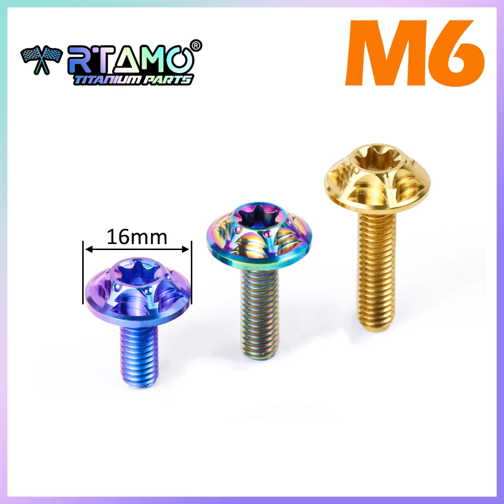 RTAMO Titanium Bolts M6X15/20/25/30mm (OD=16) Ti Screws for Bike Motorcycle and Car Parts