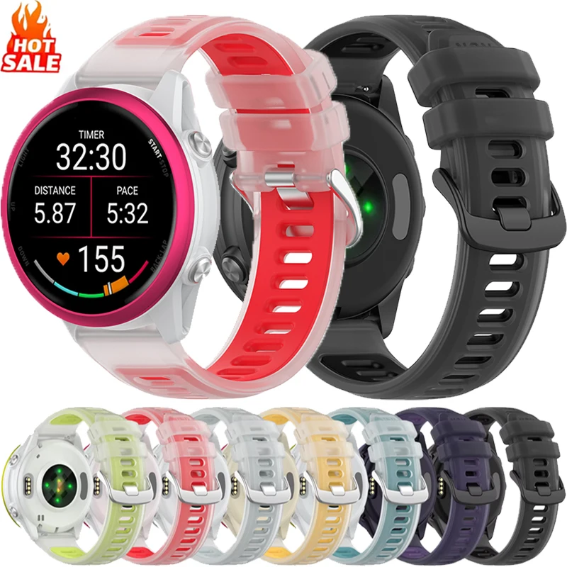 Jelly color Silicone Strap For Garmin Forerunner 570 47mm 42mm/970/55 Semi-Transparent Two-Tone band For Vivoactive 6-5/Active 6