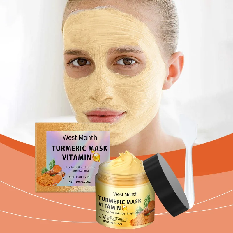 

Vitamin C Turmeric Clay Mask Facial Clean Hydrate Moisturize Firm Skin Apply-On VC Clay Mask Balance Oil Boost Radiance