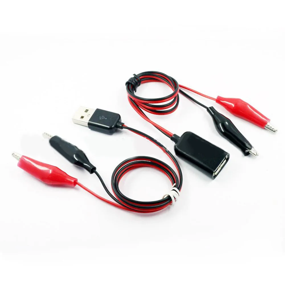 USB Male To Female Cable With For Alligator Clip Power Cord For Multimeter Voltage Current Debugging Tool 3-5A Red