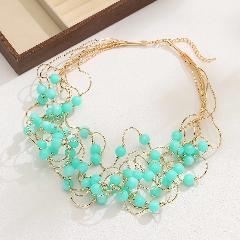 STRATHSPEY Mode Neue Lange Unregelmäßige Kupfer Rohr Halskette Für Frauen Aussage Chunky Multi Lay Schmuck – Detail 33