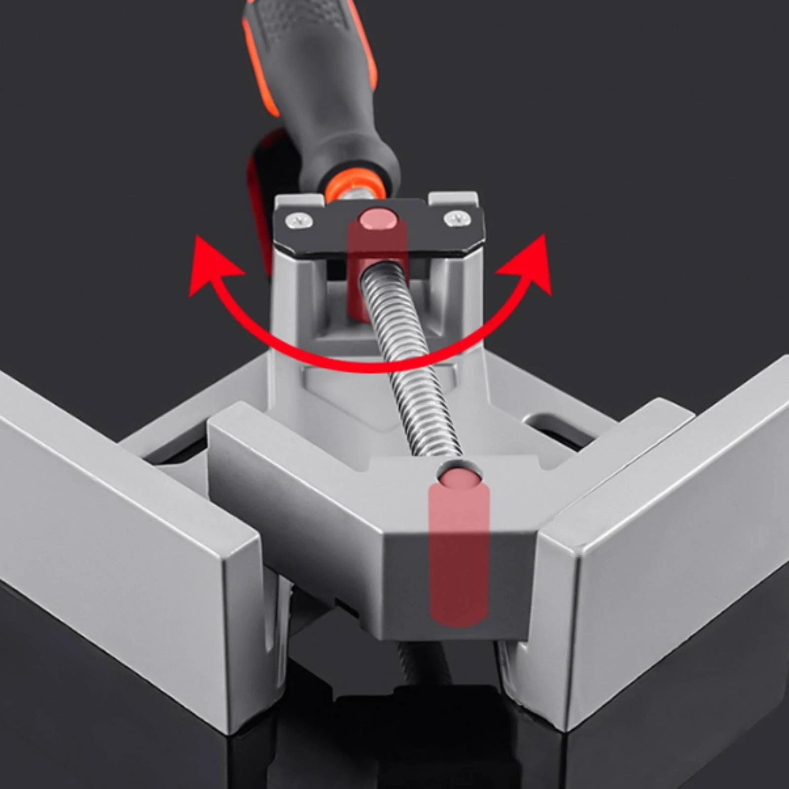 Right-Angle Clamp Textured Grip Right-Angle Woodworking Clamp Workshop Tool Orange Accents Quick Setup for Carpenters