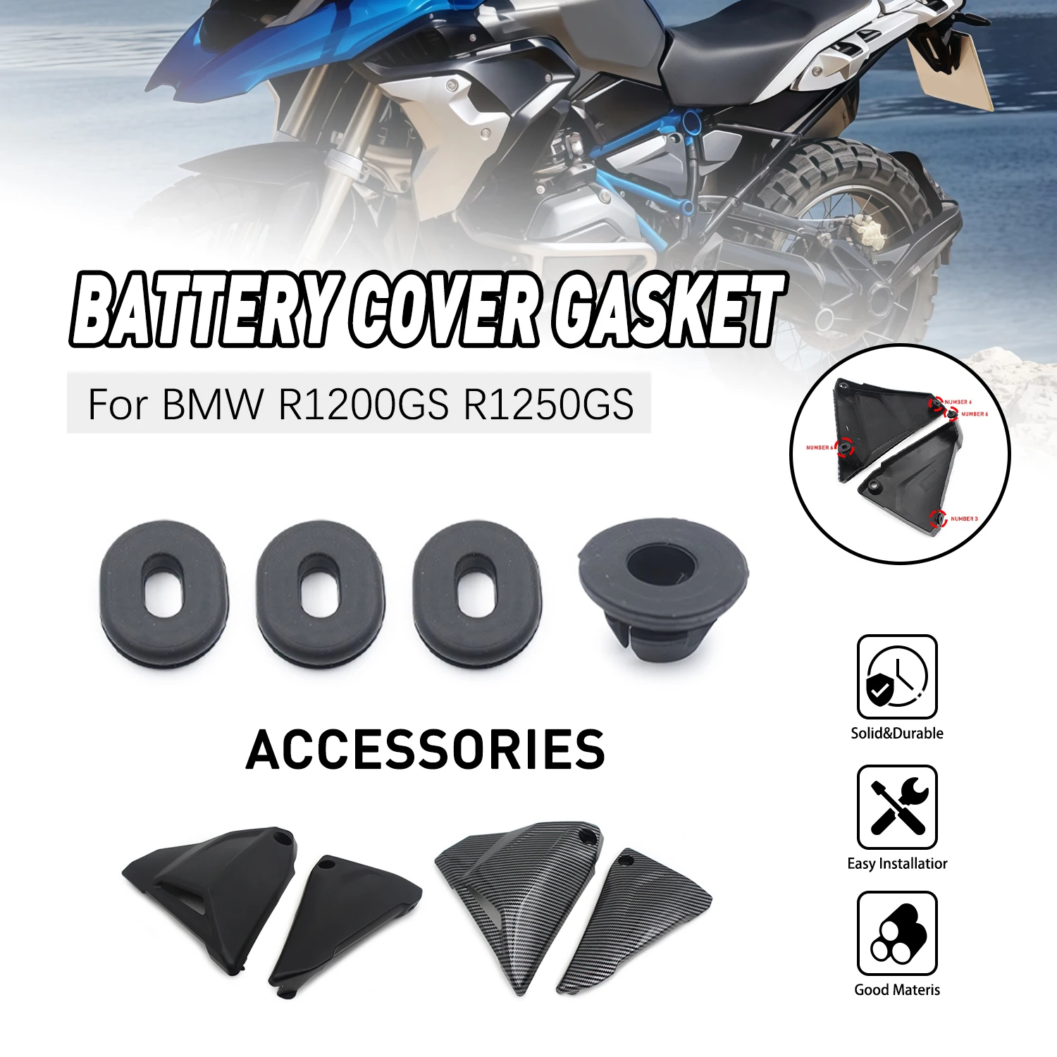 Battery Covers Rubber Gasket accessories moto For BMW R1200GS 2013-2019 R1250GS 2019-2023 R1200R K53 R1200RS K54 2015-2018
